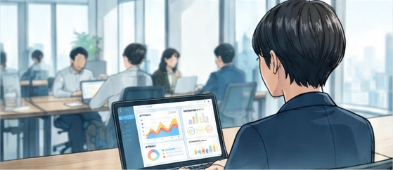 ノートパソコンで業務データを確認する個人利用のイメージ